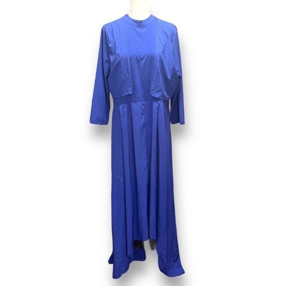 Silky Blue Two Piece‎ High Low Dress, XL - Picture 1 of 12